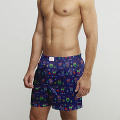 NEON XMAS COTTON POPLIN PRINT BOXER SHORTS - Premium Men's Patterned Shirt by Claudio Lugli | Bold Design, Tailored Fit, Best Printed Shirts