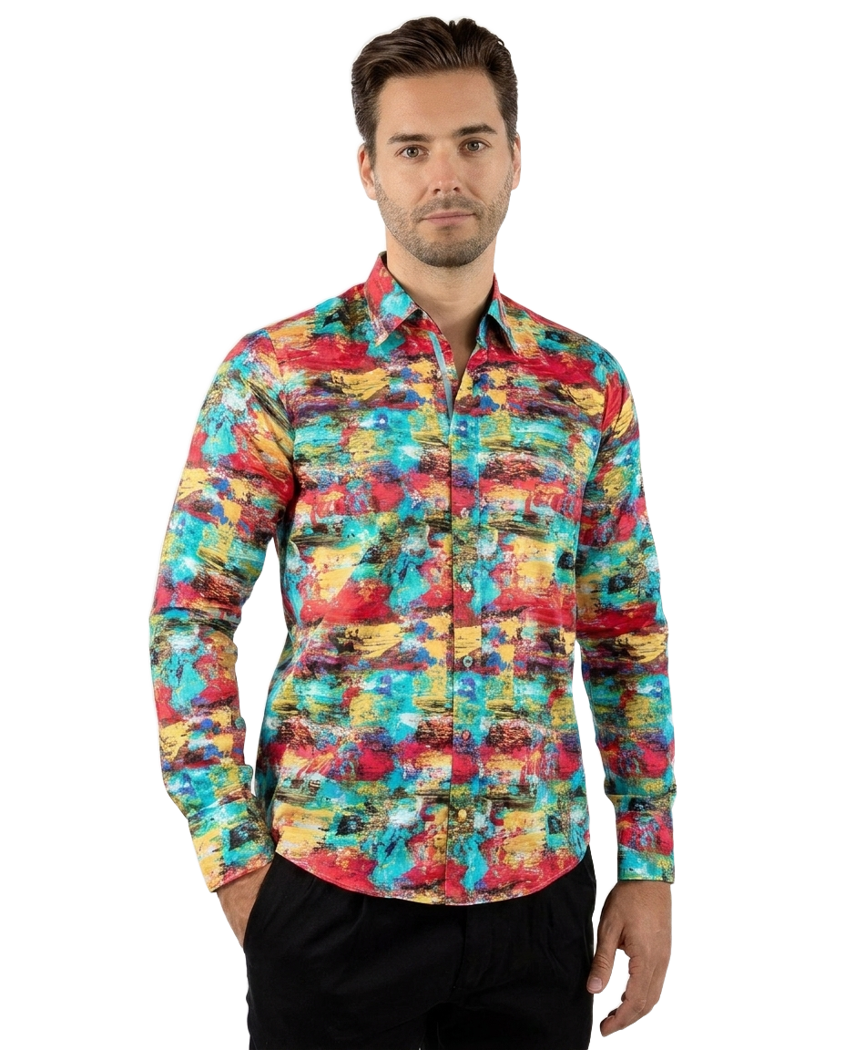 Oil Paint Brush Strokes Print Shirt - Claudio Lugli Shirts