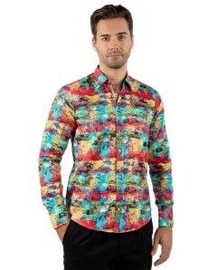 Oil Paint Brush Strokes Print Shirt - Claudio Lugli Shirts