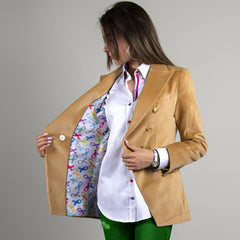 OREGON VELVET DOUBLE BREASTED WOMENS JACKET - Premium Men's Patterned Shirt by Claudio Lugli | Bold Design, Tailored Fit, Best Printed Shirts