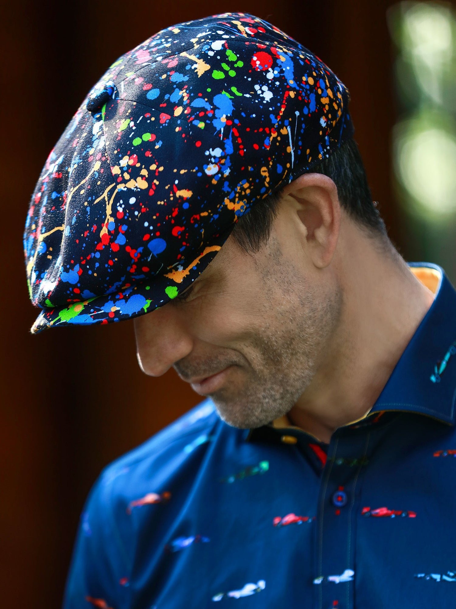 Paint Splash Black Printed BUTTON - TOP Cap - Claudio Lugli Shirts