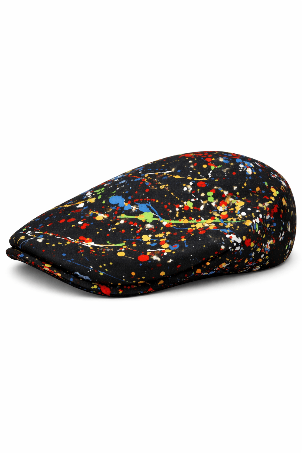 Paint Splash Black Printed Flat Cap - Claudio Lugli Shirts