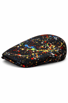Paint Splash Black Printed Flat Cap - Claudio Lugli Shirts