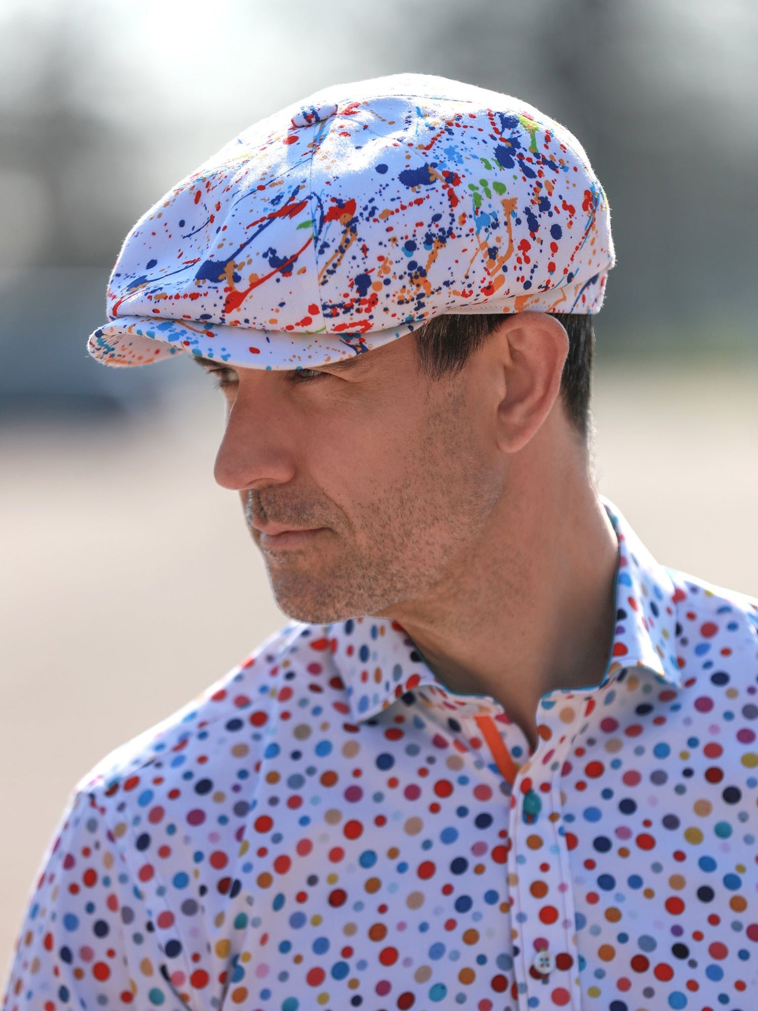 Paint Splash White Printed BUTTON - TOP Cap - Claudio Lugli Shirts