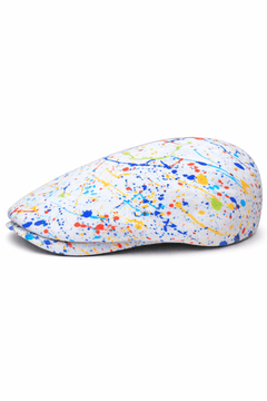 Paint Splash White Printed Flat Cap - Claudio Lugli Shirts