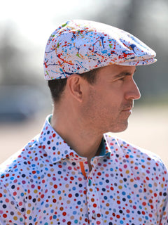 Paint Splash White Printed Flat Cap - Claudio Lugli Shirts