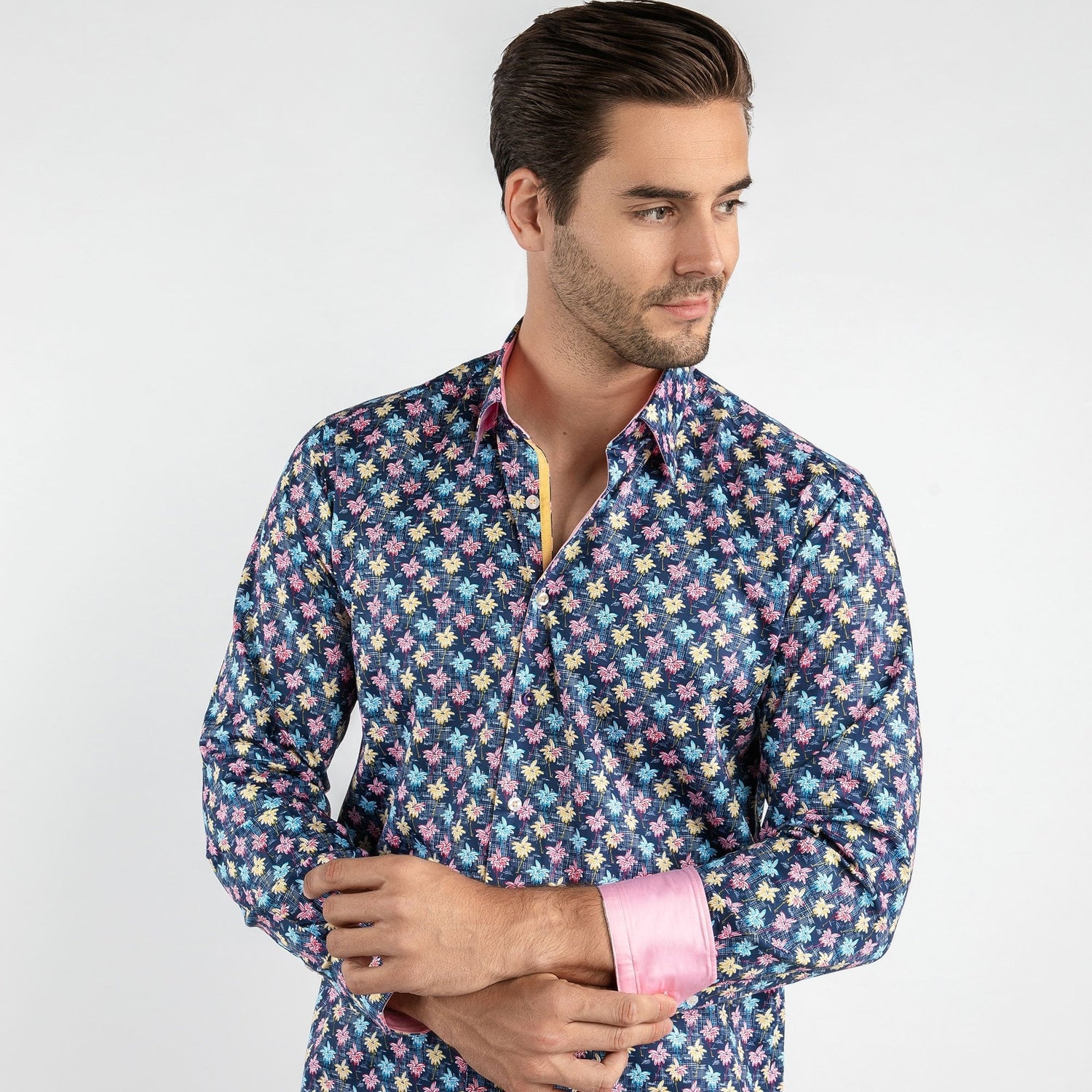 PALMS MULTICOLOUR PRINT SHIRT - Premium Men's Patterned Shirt by Claudio Lugli | Bold Design, Tailored Fit, Best Printed Shirts