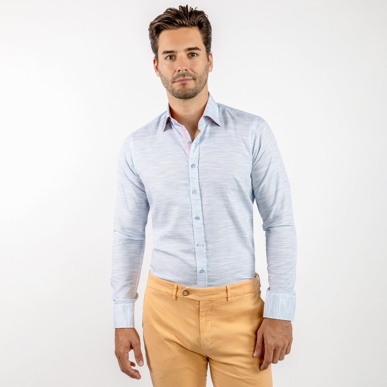 PASTEL KNITTED COTTON CLASSIC SHIRT - Premium Men's Patterned Shirt by Claudio Lugli | Bold Design, Tailored Fit, Best Printed Shirts