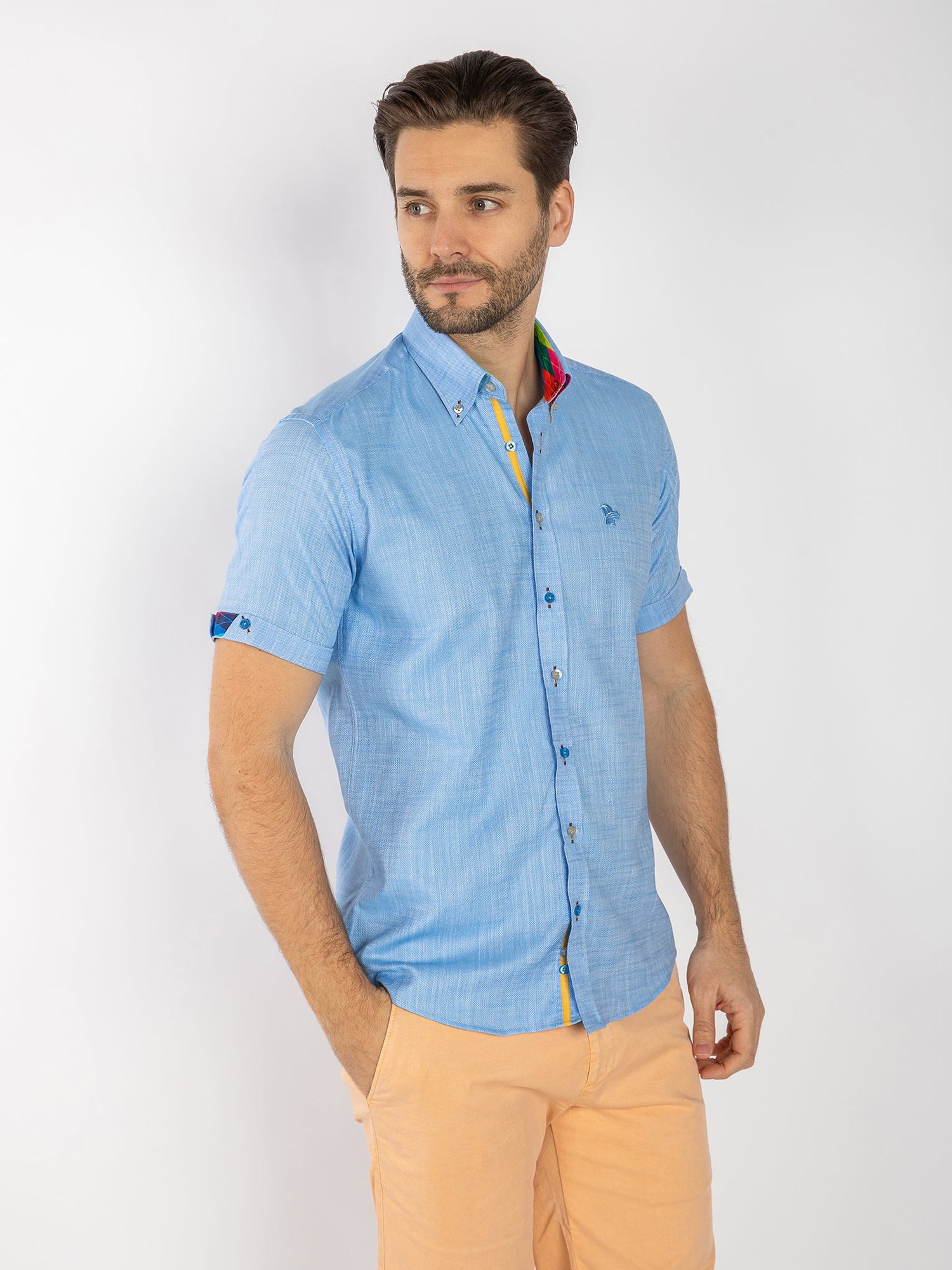 PASTEL TEXTURE SHORT SLEEVE SHIRT - Claudio Lugli Shirts
