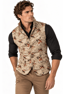 Pheasants in Flight Sleeveless Jacket - Claudio Lugli Shirts