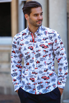 Camicia uomo Claudio Lugli Betta stampa pesce manica corta Camicia uomo Claudio Lugli Betta stampa pesce manica corta