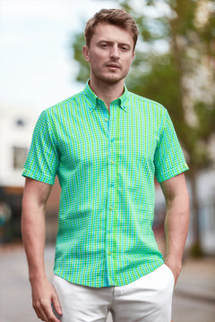 Pixel Check Short Sleeve Shirt - Claudio Lugli Shirts