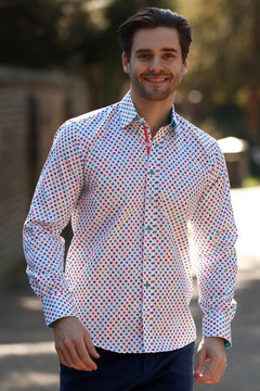 PIXEL MATRIX PRINT SHIRT – Premium Men's Patterned Shirt by Claudio Lugli | Bold Design, Tailored Fit, Best Printed Shirts