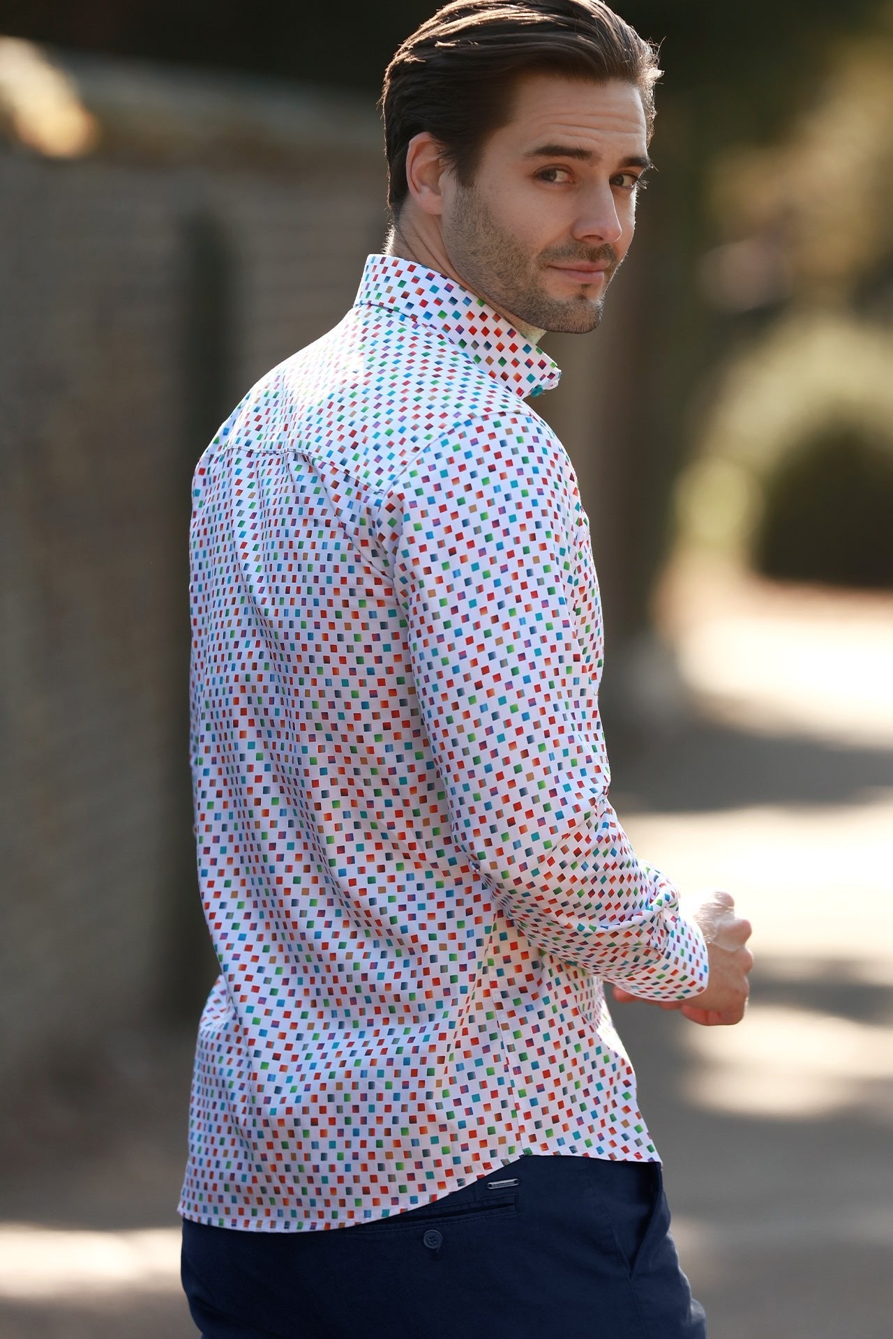 PIXEL MATRIX PRINT SHIRT – Premium Men's Patterned Shirt by Claudio Lugli | Bold Design, Tailored Fit, Best Printed Shirts