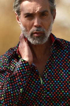 PIXEL MATRIX PRINT SHIRT – Premium Men's Patterned Shirt by Claudio Lugli | Bold Design, Tailored Fit, Best Printed Shirts