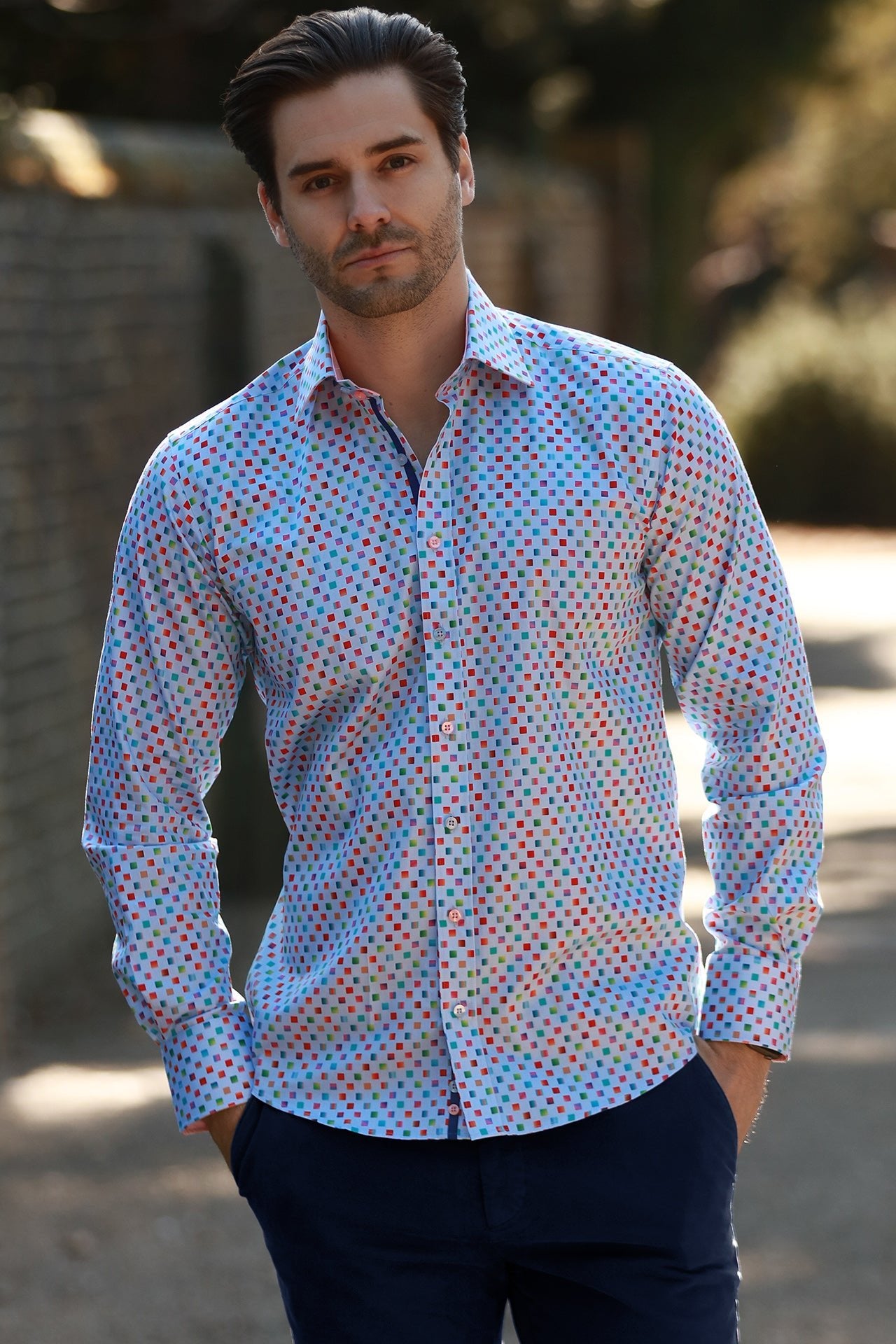 PIXEL MATRIX PRINT SHIRT – Premium Men's Patterned Shirt by Claudio Lugli | Bold Design, Tailored Fit, Best Printed Shirts