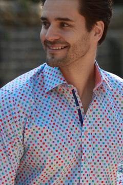 PIXEL MATRIX PRINT SHIRT – Premium Men's Patterned Shirt by Claudio Lugli | Bold Design, Tailored Fit, Best Printed Shirts