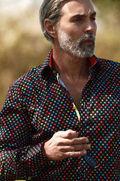 PIXEL MATRIX PRINT SHIRT – Premium Men's Patterned Shirt by Claudio Lugli | Bold Design, Tailored Fit, Best Printed Shirts