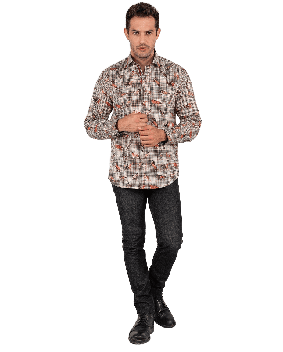 Plaid Houndstooth Mustang Print Shirt - Claudio Lugli Shirts