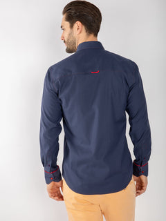 PLAIN TENCEL COTTON SHIRT WITH UNION JACK INSERT - Claudio Lugli Shirts