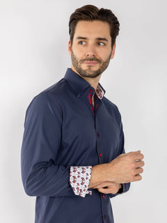 PLAIN TENCEL COTTON SHIRT WITH UNION JACK INSERT - Claudio Lugli Shirts