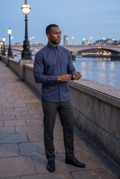 Plain Tencel Cotton Shirt with Union Jack Insert - Claudio Lugli Shirts