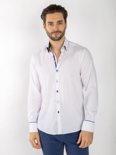 PLAIN TENCEL COTTON SHIRT WITH UNION JACK INSERT - Claudio Lugli Shirts