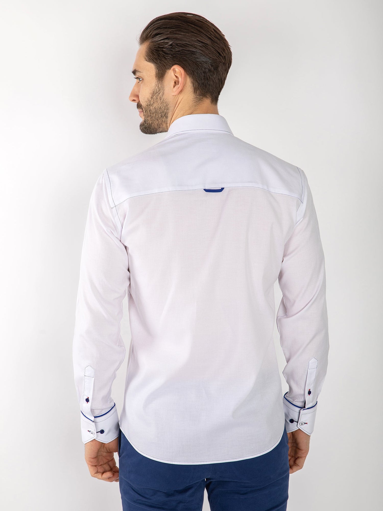 PLAIN TENCEL COTTON SHIRT WITH UNION JACK INSERT - Claudio Lugli Shirts