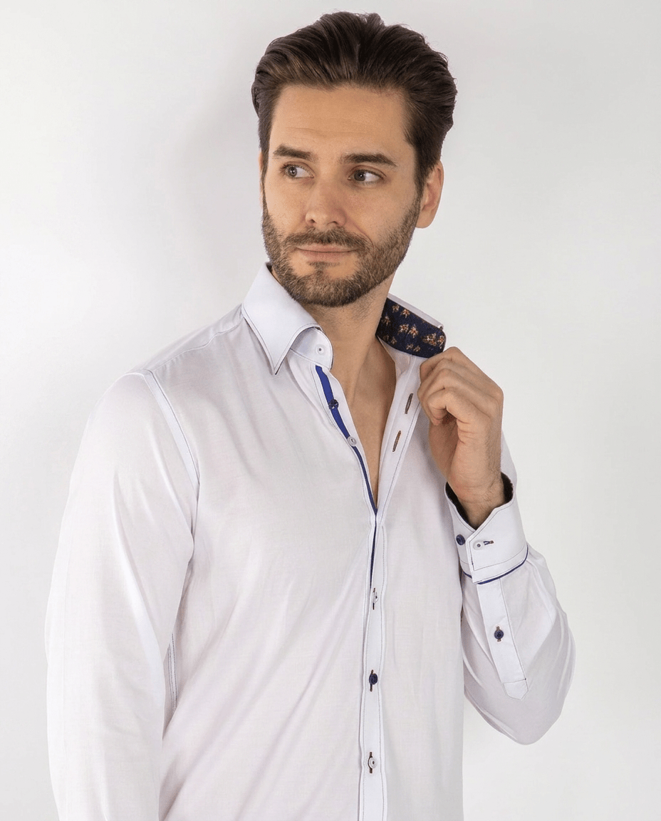 Plain Tencel Cotton Shirt with Union Jack Insert - Claudio Lugli Shirts