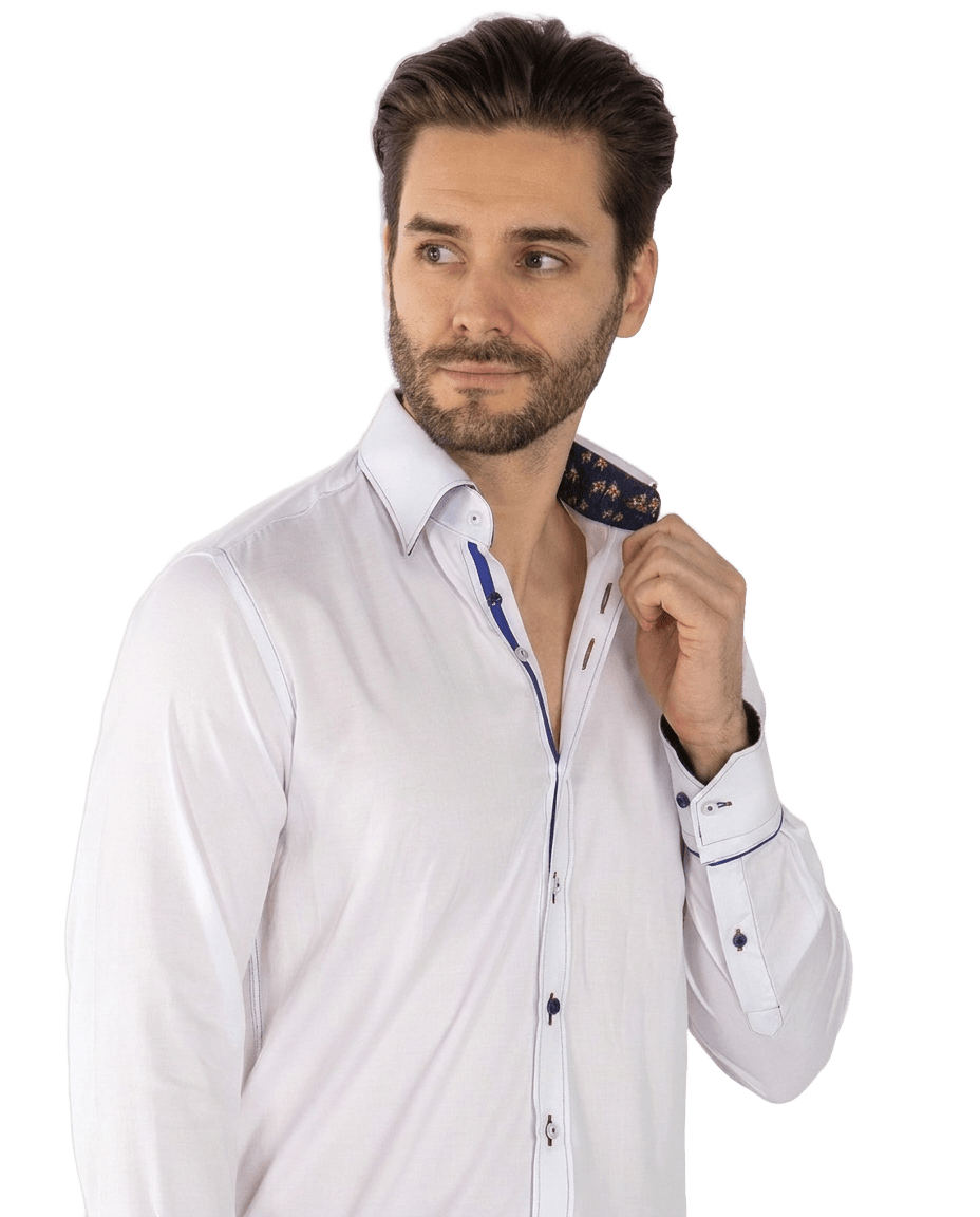 Plain Tencel Cotton Shirt with Union Jack Insert - Claudio Lugli Shirts