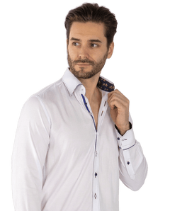 Plain Tencel Cotton Shirt with Union Jack Insert - Claudio Lugli Shirts
