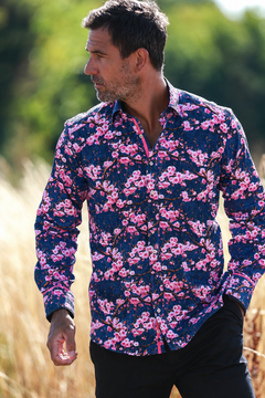 PLUM BLOSSOM PRINT SHIRT - Claudio Lugli Shirts