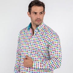 POLKA GROOVES MULTICOLOUR PRINT SHIRT - Premium Men's Patterned Shirt by Claudio Lugli | Bold Design, Tailored Fit, Best Printed Shirts