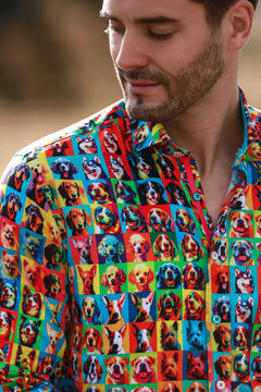 POP ART DOGS TENCEL PRINT SHIRT - Claudio Lugli Shirts