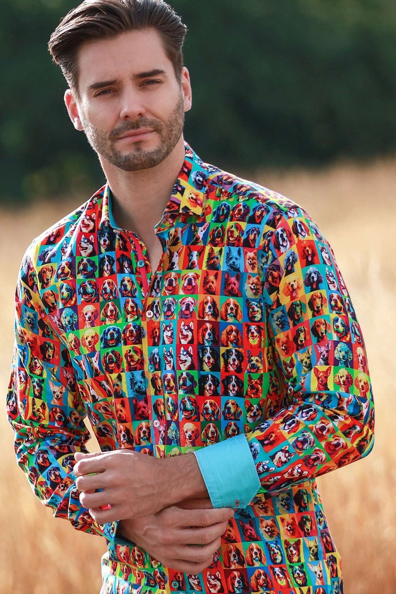 POP ART DOGS TENCEL PRINT SHIRT - Claudio Lugli Shirts