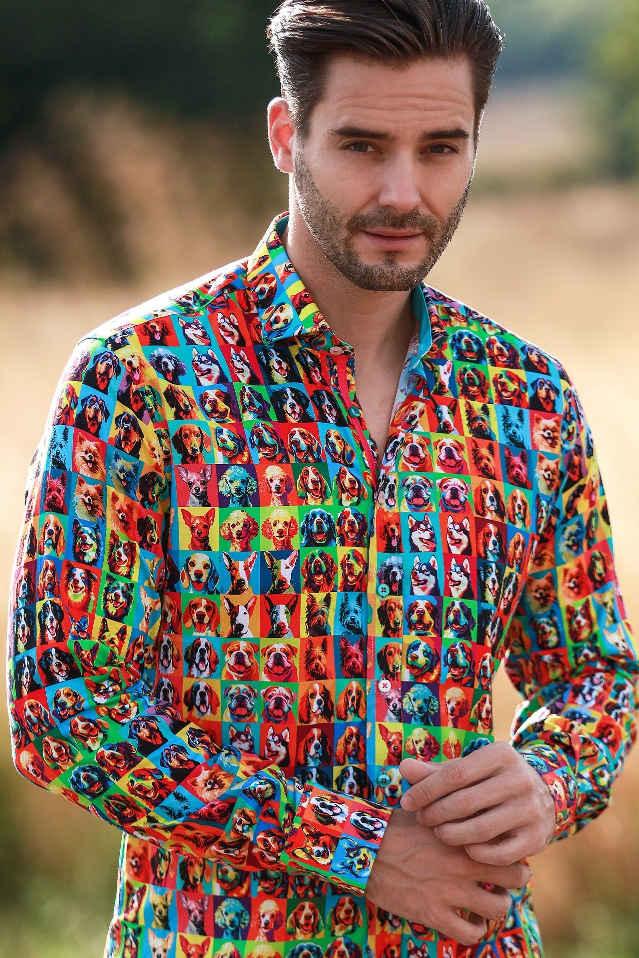 POP ART DOGS TENCEL PRINT SHIRT - Claudio Lugli Shirts