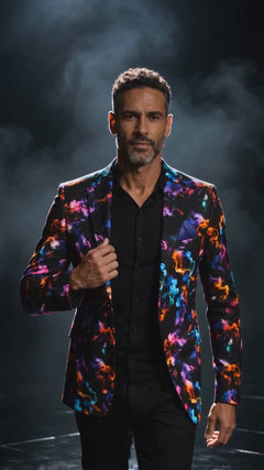 Video of the men's Neon Smoke print blazer by Claudio Lugli