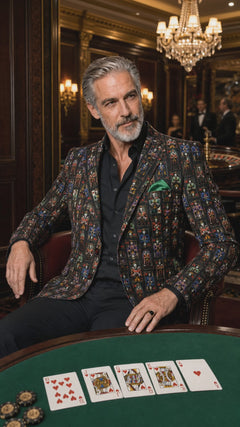 Video of the men's Supervillain Gallery print blazer by Claudio Lugli