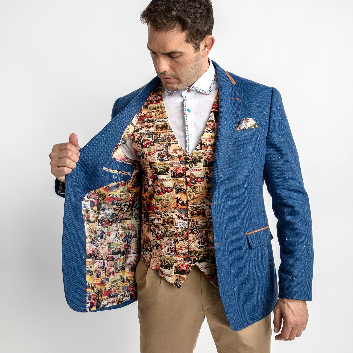 RACING RENAISSANCE VINTAGE PRINTED WAISTCOAT – Premium Men's Patterned Shirt by Claudio Lugli | Bold Design, Tailored Fit, Best Printed Shirts