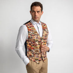 RACING RENAISSANCE VINTAGE PRINTED WAISTCOAT – Premium Men's Patterned Shirt by Claudio Lugli | Bold Design, Tailored Fit, Best Printed Shirts
