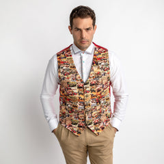 RACING RENAISSANCE VINTAGE PRINTED WAISTCOAT – Premium Men's Patterned Shirt by Claudio Lugli | Bold Design, Tailored Fit, Best Printed Shirts