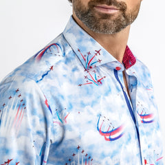 RED ARROW PLANES PRINT SHIRT – Premium Men's Patterned Shirt by Claudio Lugli | Bold Design, Tailored Fit, Best Printed Shirts
