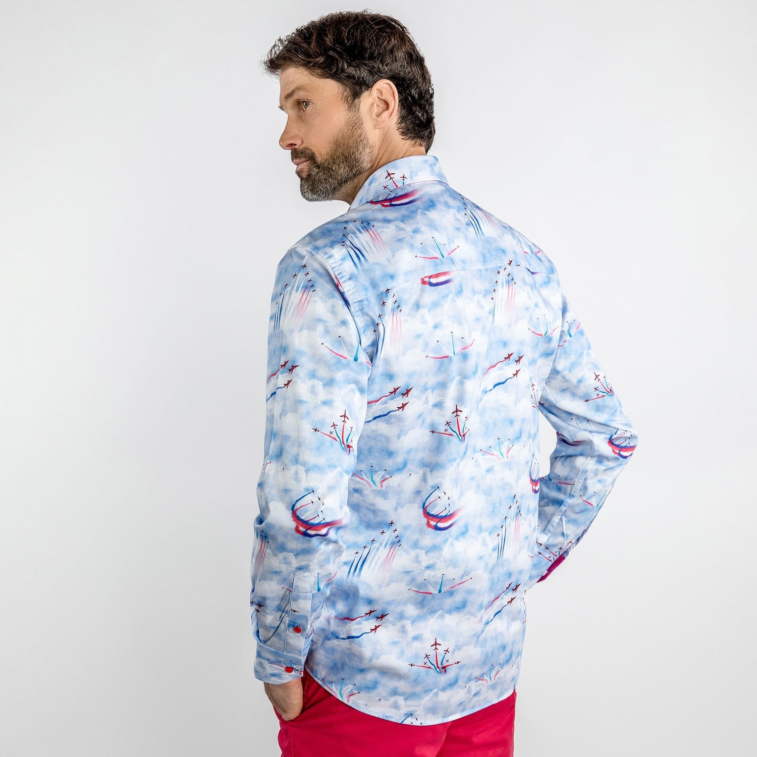 RED ARROW PLANES PRINT SHIRT – Premium Men's Patterned Shirt by Claudio Lugli | Bold Design, Tailored Fit, Best Printed Shirts