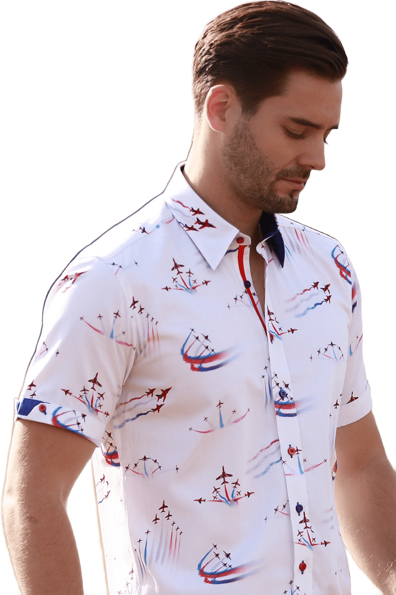 Red Arrows Print Short Sleeve Shirt - Claudio Lugli Shirts