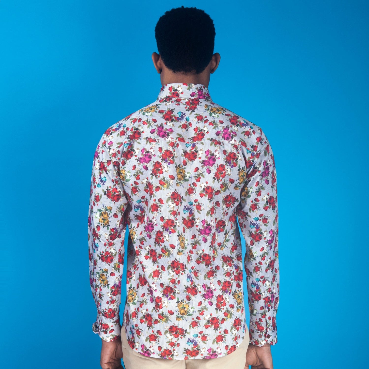 RED ROSE STRIPE PRINT SHIRT - Claudio Lugli Shirts