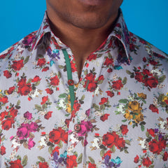 RED ROSE STRIPE PRINT SHIRT - Claudio Lugli Shirts