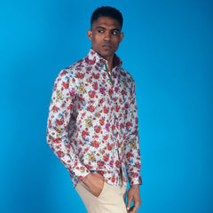 RED ROSE STRIPE PRINT SHIRT - Claudio Lugli Shirts