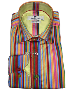 Red Stripe Print Shirt - Claudio Lugli Shirts