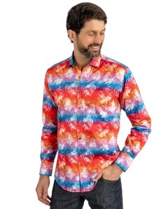 Red Tie Dye Skulls Print Shirt - Claudio Lugli Shirts