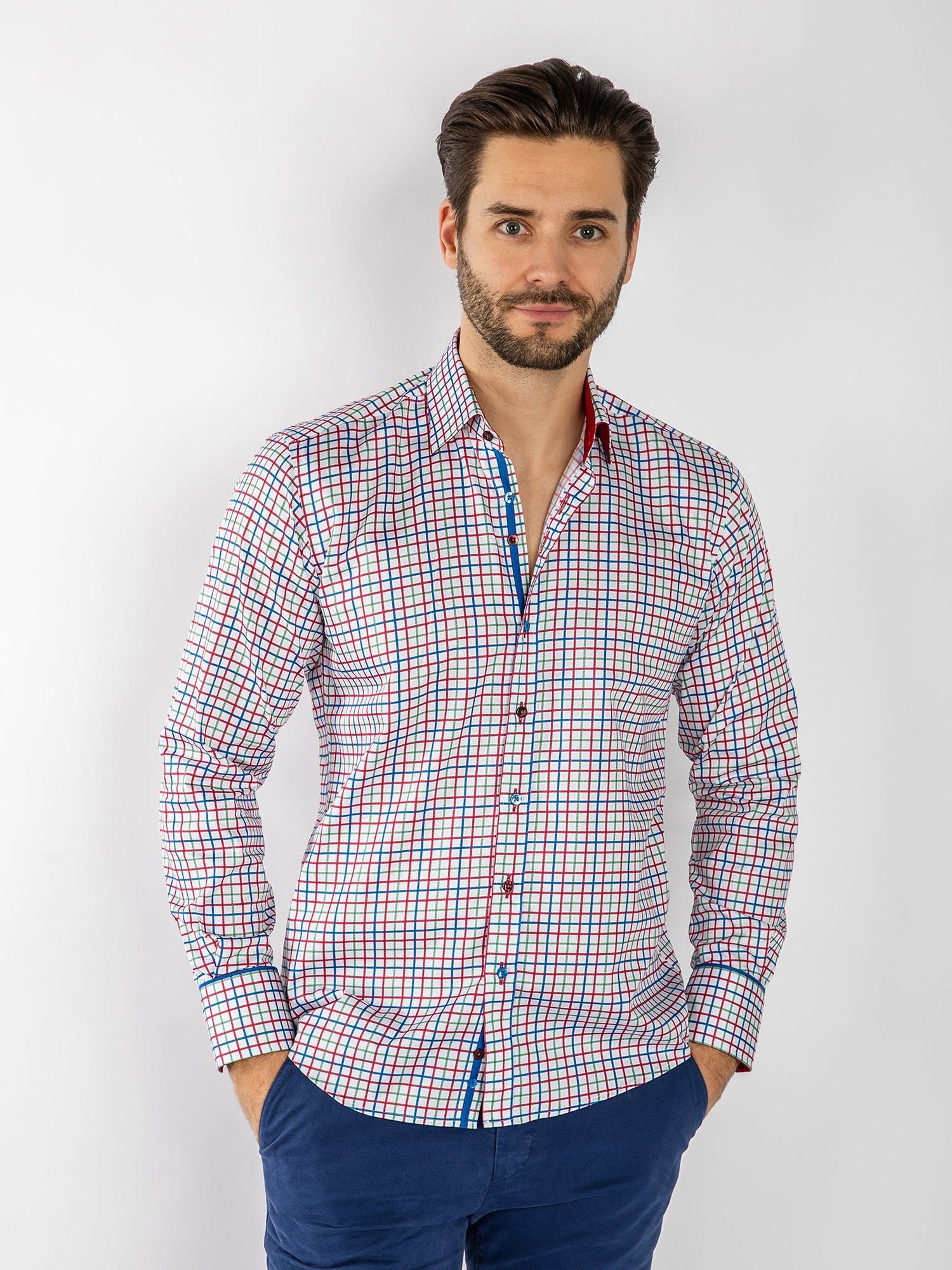 RED, WHITE, BLUE & GREEN CHECK - Claudio Lugli Shirts